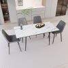 47"-63" extendable MDF modern dining table and chair set, suitable for 2-6 people, elegant white dining table and modern dining chair 4-piece set