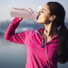 Glass Water Bottle Sports Water Bottle Motivational Water Bottle Water Intake Tracker Bottle with Straw Time Marker Silicone Sleeve Handle for Gym Wor