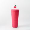 Full inlaid glass. Mattly black inlaid glass with a lid and straw. Repeatable double -wall insulation travel glass. Plastic acrylic soft color glass,