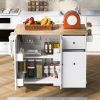 Kitchen Island with Drop Leaf, 53.9" Width Rolling Kitchen Cart on Wheels with Internal Storage Rack and 3 Tier Pull Out Cabinet Organizer
