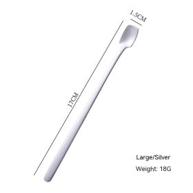 Long Handle Stainless Steel Stirring Square Ice Spoon (Option: Natural Color 17CM)