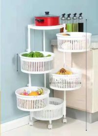 Kitchen Shelving New Household Multilayer Rotating Floor-To-Ceiling Storage Shelving (Option: White-Fifth floor)