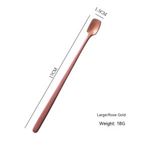 Long Handle Stainless Steel Stirring Square Ice Spoon (Option: Rose Gold 17CM)