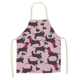 Cartoon Cute Dog Printed Cotton And Linen Apron Kitchen Home Cleaning Parent-child Sleeveless Coverall Generation Hair (Option: W 14012-68X55cm)