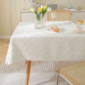 Nordic Simple Cotton Linen Rectangular Tablecloth (Option: Small Diamond White-90x135cm)